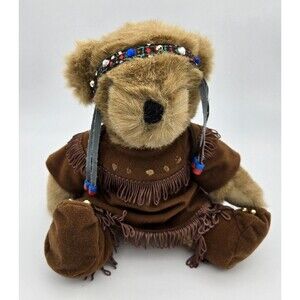 Native American Bear Female‎ Jointed 12 Inch Teddy Bear Plush Figure & Baby Bear
